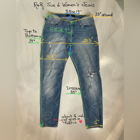 ROCK & REPUBLIC Women’s EMO Size 6 M Deconstructed Jeans with Splatterd Wash - Picture 9 of 12